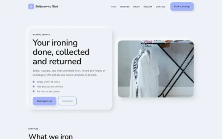 Sito web per servizio di stiratura