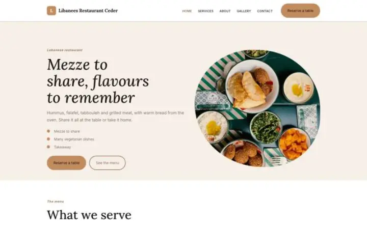 Sito web per ristorante libanese