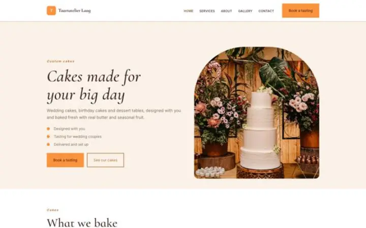 Sito web per torte su misura