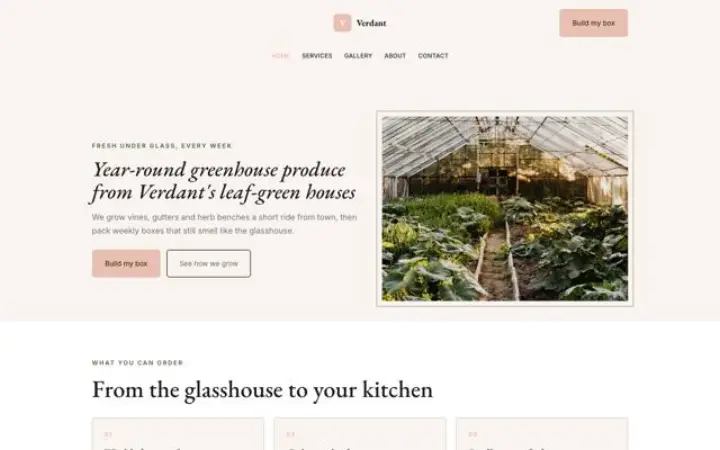 Sito web per serra