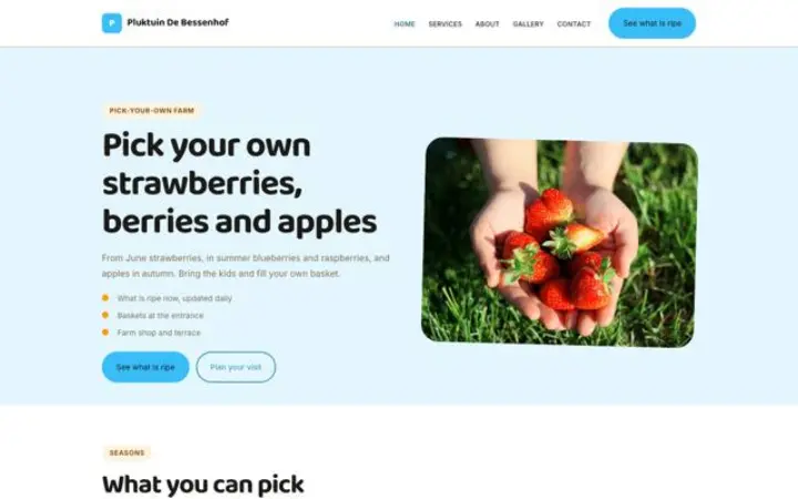 Sito web per frutta da raccogliere
