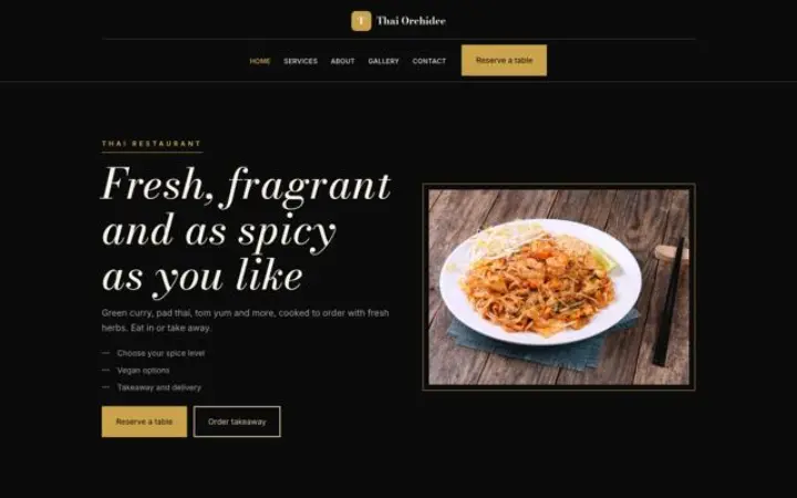 Sito web per ristorante thailandese