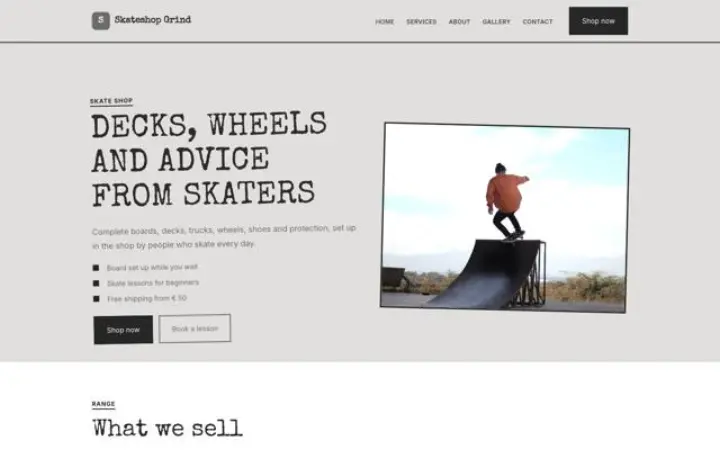 Sito web per skate shop