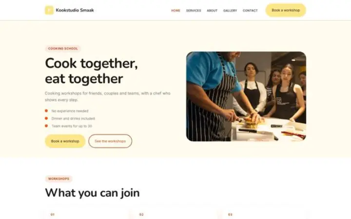 Sito web per scuola di cucina