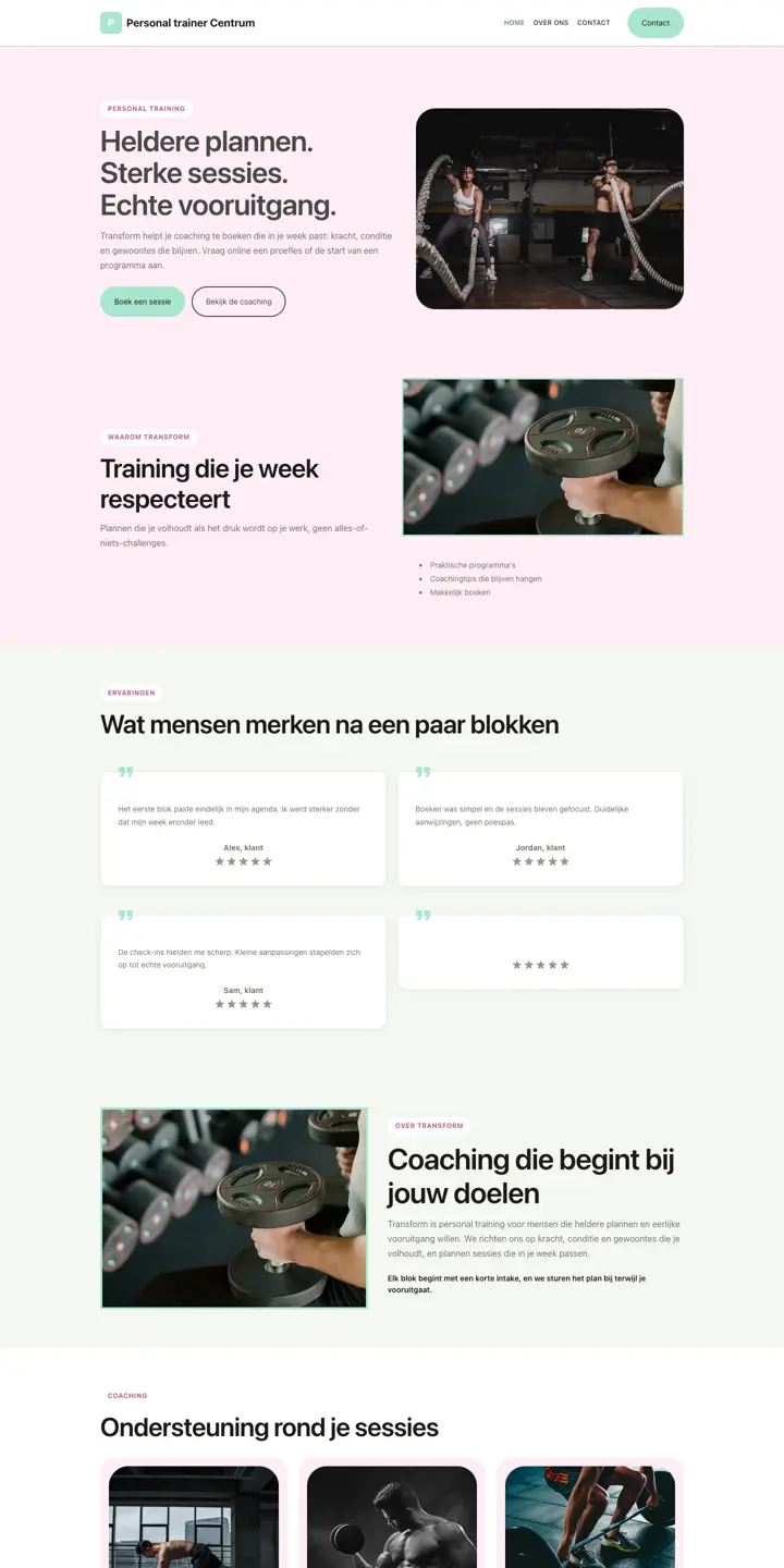 Esempio di un sito web per personal trainer