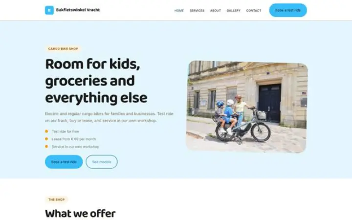 Sito web per negozio di cargo bike