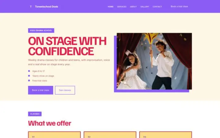 Sito web per scuola di teatro per ragazzi