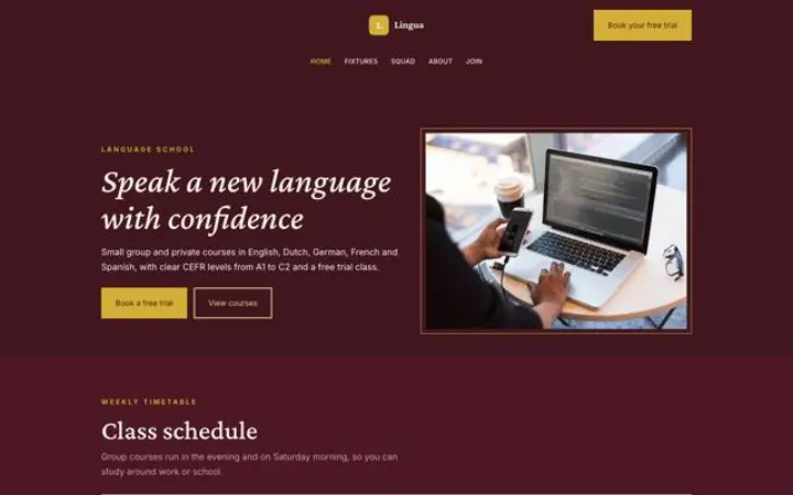 Sito web per scuola di lingue