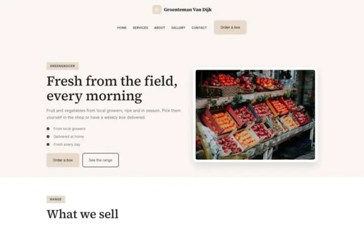 Sito web per frutta e verdura