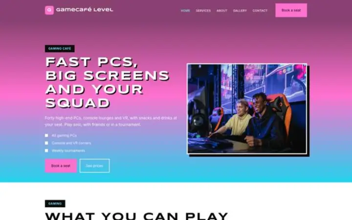 Sito web per gaming café