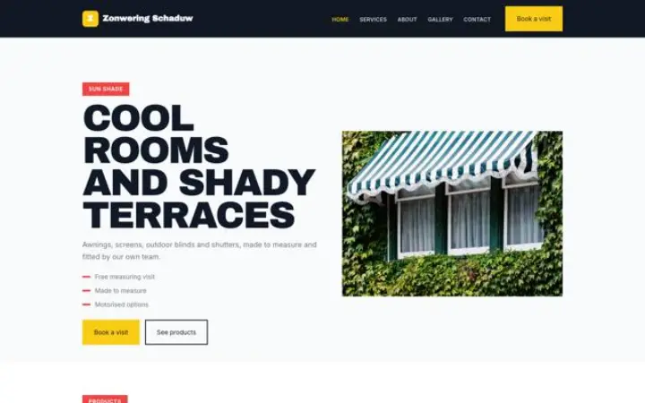 Sito web per tende da sole