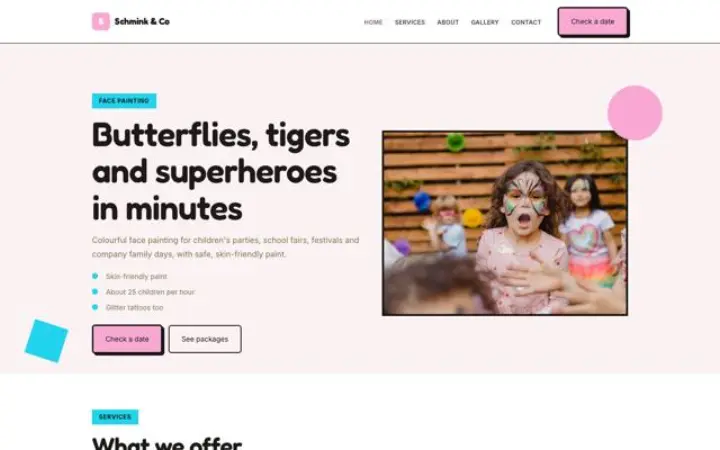 Sito web per trucca bimbi