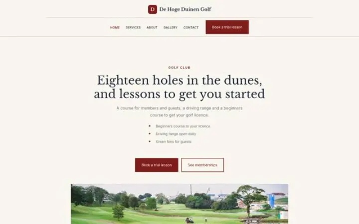 Sito web per golf club