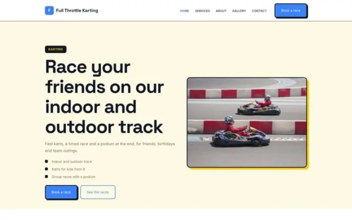 Sito web per pista di karting