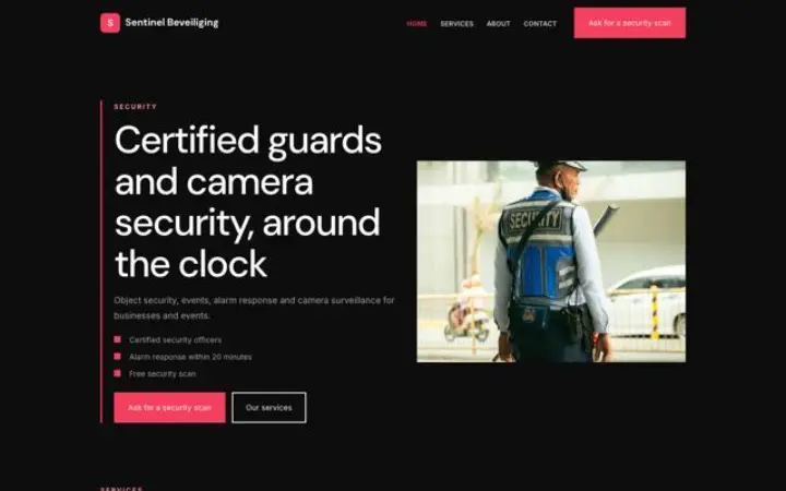 Sito web per istituto di vigilanza