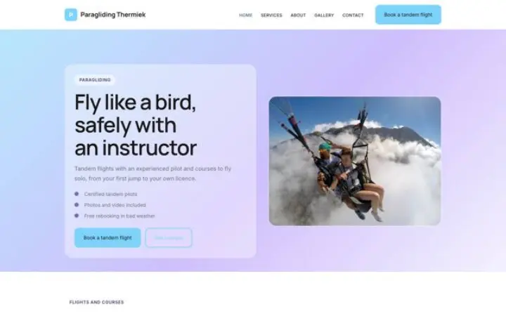 Sito web per scuola di parapendio