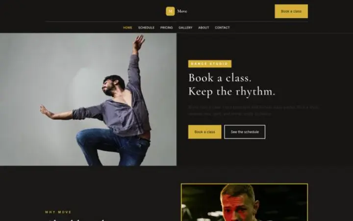 Esempio del tema Move per scuola di danza