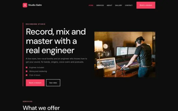 Sito web per studio di registrazione