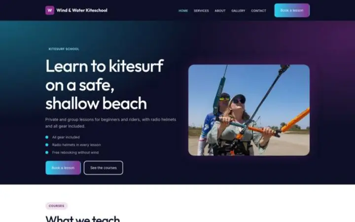Sito web per scuola di kitesurf