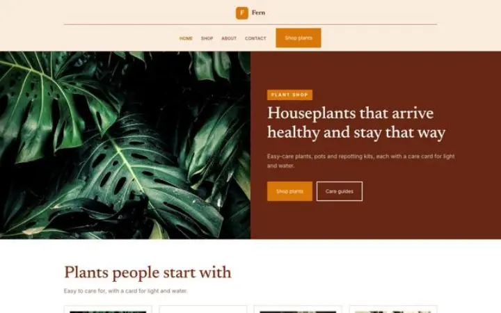 Sito web per negozio di piante