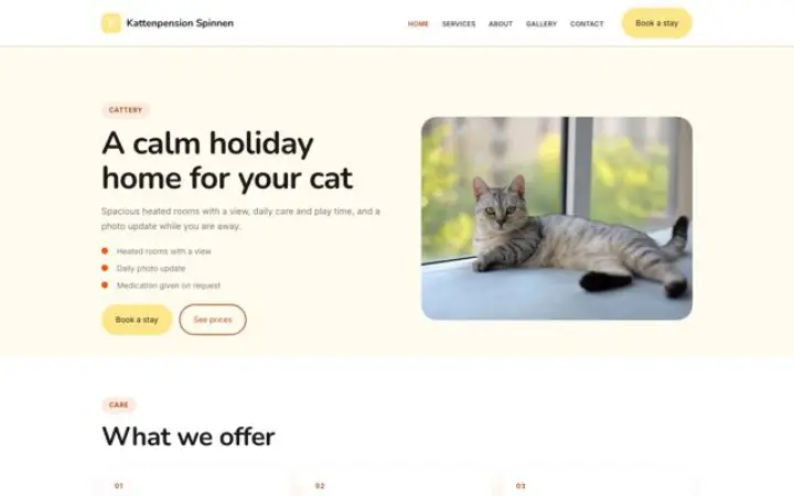 Sito web per pensione per gatti