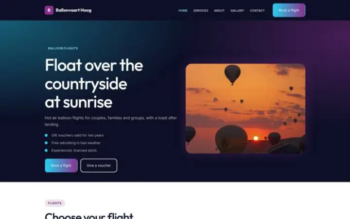 Sito web per voli in mongolfiera
