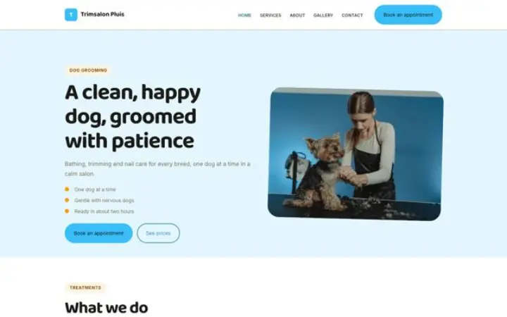 Sito web per toelettatura per cani