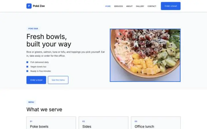 Sito web per poke bar