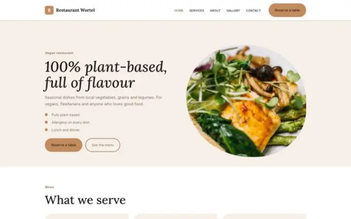 Sito web per ristorante vegano
