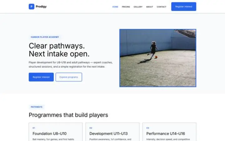 Sito web per academy
