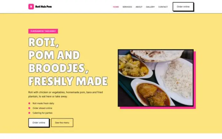 Sito web per cucina surinamese da asporto