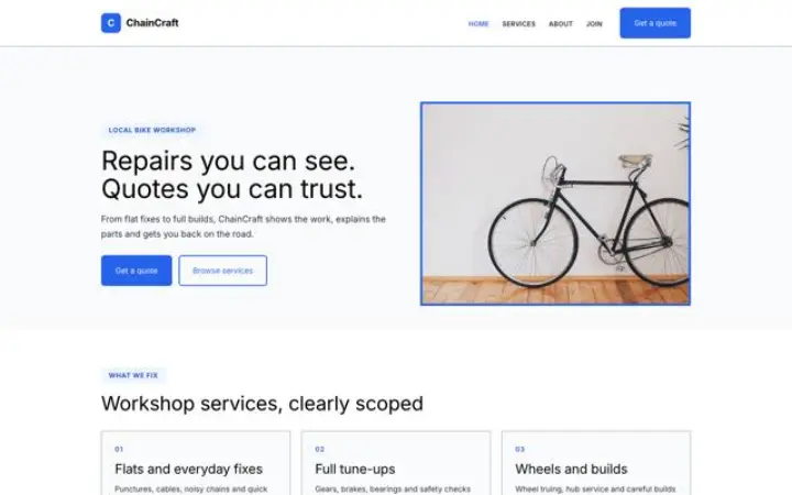 Sito web per officina bici