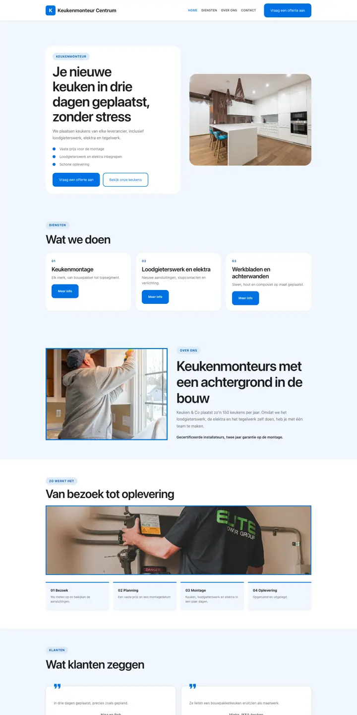 Esempio di un sito web per montatore di cucine
