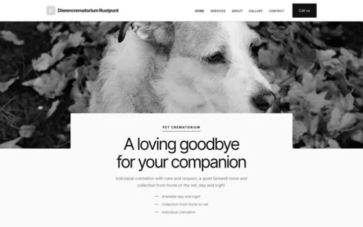 Sito web per crematorio per animali