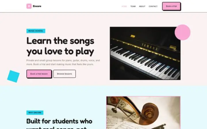 Sito web per scuola di musica