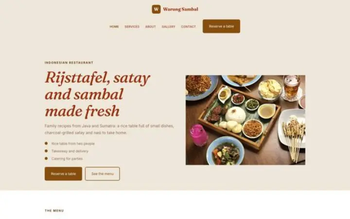 Sito web per ristorante indonesiano
