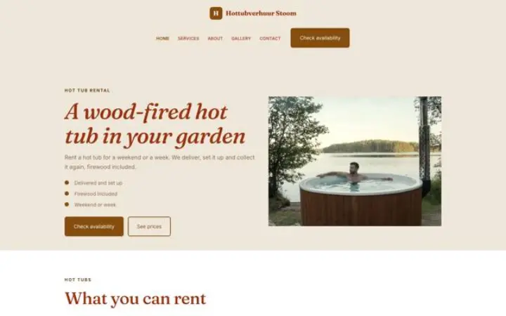 Sito web per noleggio hot tub
