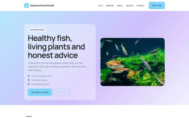 Sito web per negozio di acquari