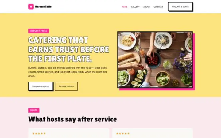 Sito web per catering